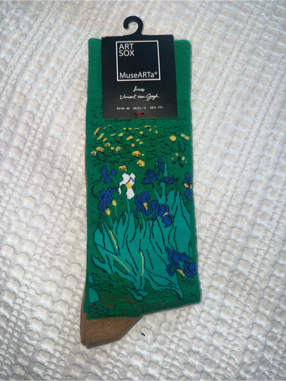 ArtSox MuseArta Van Gogh, Irises Floral Green Socks, New Women M/L